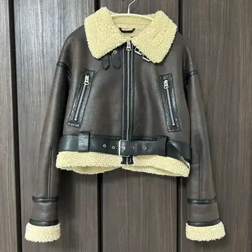 ZARA 브라운 더블 페이스 무스탕 자켓 S