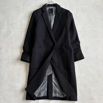 NOMBRE IMPAIR 울 혼방 더블 롱 코트 블랙 F 이탈리아 원단