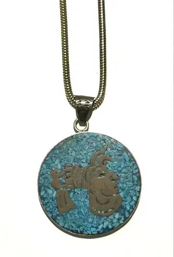 멕시코 메탈즈 크러쉬 스톤 인레이 터키석 목걸이