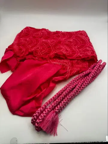 [ 미사용 ] 오비 장식 천 컷아웃 허리띠 세트 순수 실크