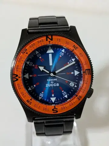 CABANE de zucca 아날로그 손목시계 파랑/오렌지