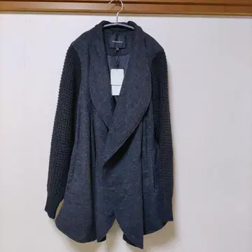 새상품 로즈버드 그레이 x 블랙 이소재 테일러드 자켓풍 코트