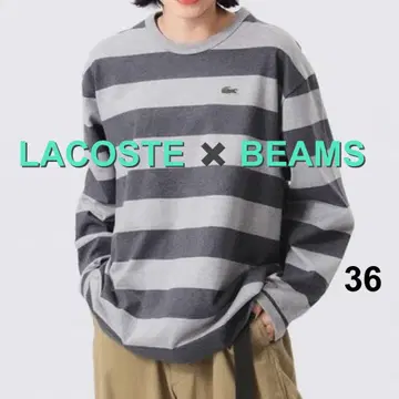 LACOSTE x BEAMS 별주 스트라이프 롱 슬리브 T셔츠 36