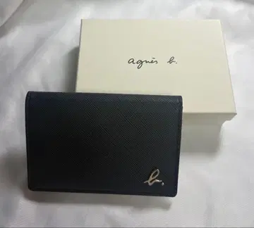 애니에스베 현행 카드 케이스 명함지갑 가죽 박스 포함 네이비