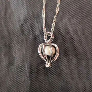 실버 진주 하트형 목걸이