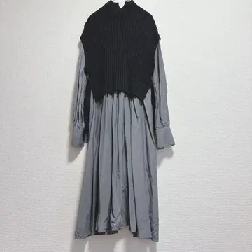 새상품급 로즈버드 셔츠 원피스 블랙 그레이 여성용 프리 사이즈