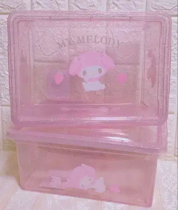 산리오 마이멜로디 딸기 무늬 뚜껑형 보관 케이스 S 사이즈 2개 세트