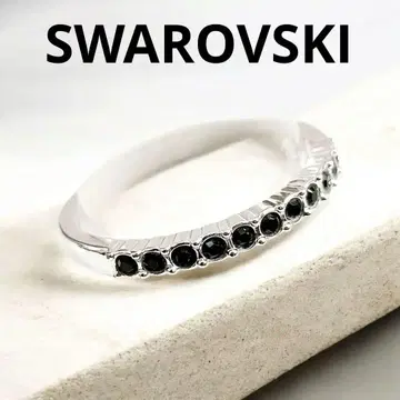 새상품급 스와로브스키 반지 실버 블랙 얇은 하프 이터니티