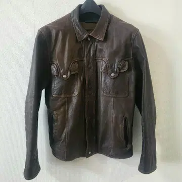극레어 CHEVIGNON 셰비뇽 빈티지 가죽 자켓 다크 브라운 XL