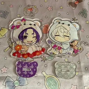 블루 록 플라워 베어 아크릴 스탠드