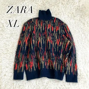 ZARA 올 패턴 스웨터 추상 자카드 터틀넥 XL