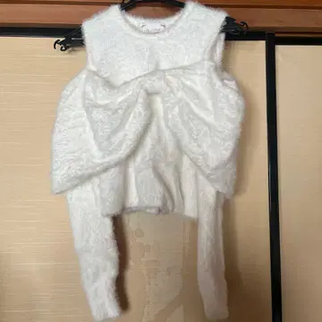 michellMacaron 미셸 마카롱 리본 니트탑 화이트