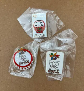 나가노 올림픽 코카콜라 콜라보 핀 배지 3종 세트 화이트
