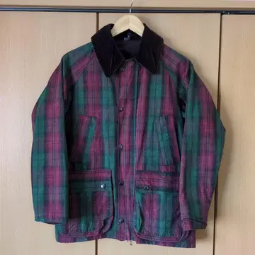 오일 체크 무늬 코듀로이 옷깃 자켓 비데일 타입 잉글랜드제