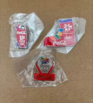 나가노 올림픽 코카콜라 콜라보 핀 배지 3개 세트 빨간색