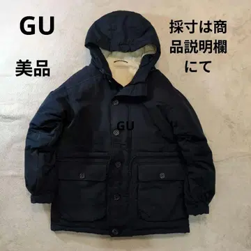 지유 다운&페더 보아 안감 다운 자켓 다운 코트 네이비 새상품급