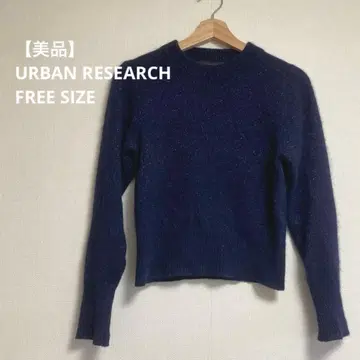 URBAN RESEARCH 너구리 라메 니트 네이비 크루넥 긴팔
