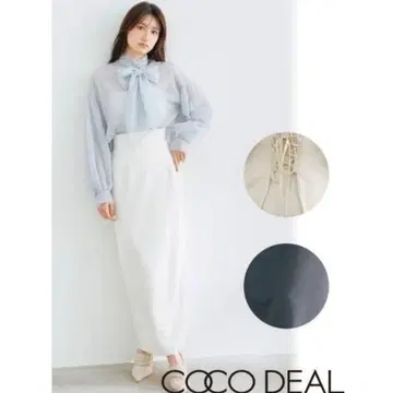 COCO DEAL 레이스업 타이트 스커트 차콜 그레이