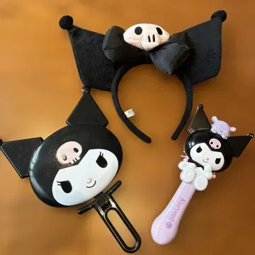 쿠로미짱 고양이 귀 머리띠와 브러쉬와 거울의 3종 세트