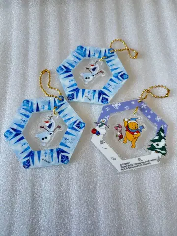 올라프 곰돌이 푸 겨울 아크릴 키링 3개 세트