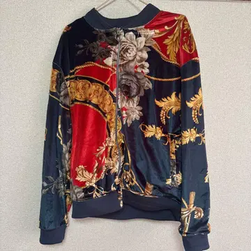 [ ZARA ] 벨로아 트랙 자켓 블루종 xl