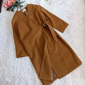 [ 이이하이픈 월드갤러리 ] F 산황색 노카라 코트 가로 벨트