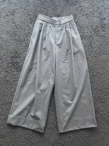 ATON 그레이 와이드 팬츠 턱 팬츠 울