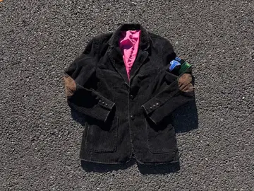 y2k 코듀로이 테일러드 자켓 블랙 핑크