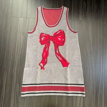 리본 무늬 니트 베스트 프리 사이즈 미사용 새상품