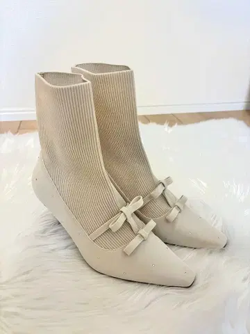 RANDA 미니 리본 니트 도킹 부츠 S