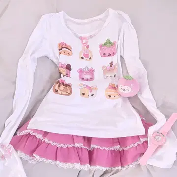 TRALALA 미니스커트 프릴 레이스 갸루 헤이세이 여아 공주풍 리본