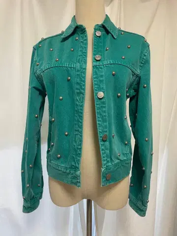 ISABEL MARANT 스터드 장식 터콰이즈 데님 자켓