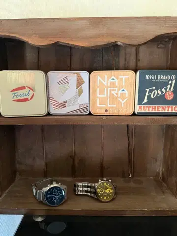 Fossil 실버 쿼츠 손목시계 (정크제품)와 캔 4종류 세트
