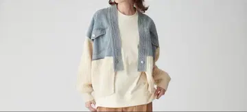 새상품급 베아트리스 데님 니트 콤비 자켓