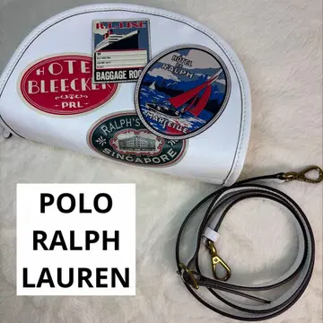 폴로 랄프로렌 트래블 패치 레더 크로스 바디 백 가죽 화이트