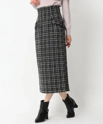 MISCH MASCH 라메 트위드 타이트 스커트 블랙 미슈마슈