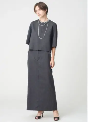 25FW 에부르 ebure 라이트 샴브레이 셔츠 롱 타이트 스커트