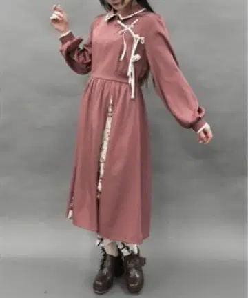 axes POETIQUE 오리엔탈 디자인 원피스 (핑크 - M)