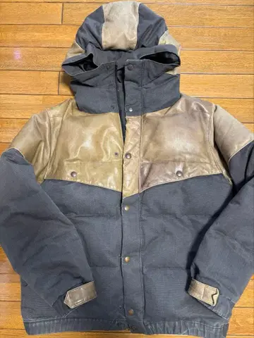 90's 레어 MOTIVE 호스 가죽 덕지 다운 자켓