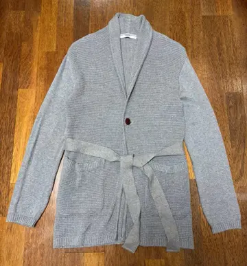 FUJITO 그레이 벨트 부착 가디건