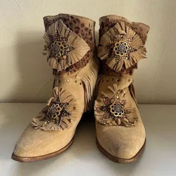 빈티지 웨스턴 부츠 핸드메이드 36 구제 의류 프린지 보헤미안