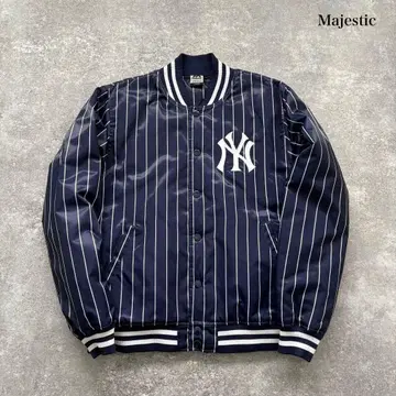 [ Majestic ] 마제스틱 양키스 바시티 자켓 스트라이프 자수