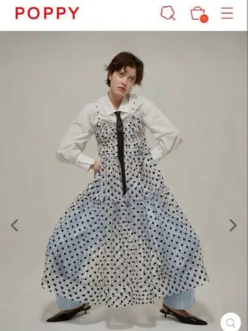 poppy 아사기니요 DOT ORGANGY TIERED DRESS 1