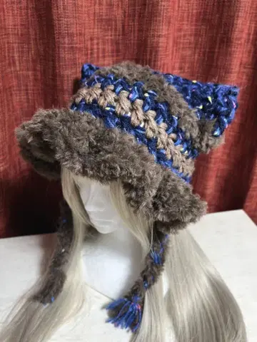 고양이 귀 니트 모자 / 프릴 포함 / 11