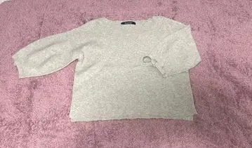 BRAHMIN 브라민 7부 소매 니트 그레이 소매 리본 38 깔끔한