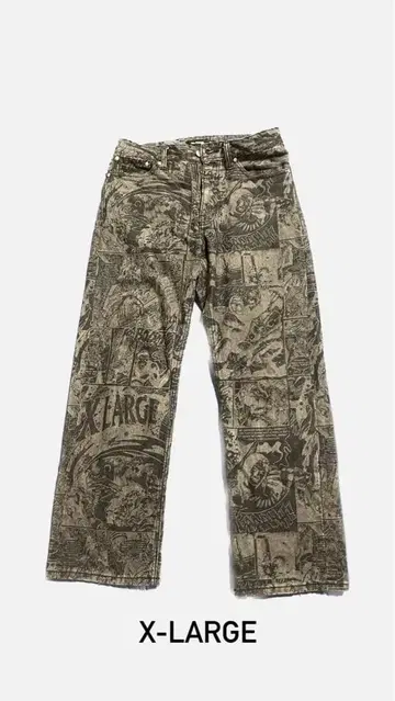 X-LARGE 코믹 패턴 데님 팬츠 30인치 허리 75-76 L 사이즈