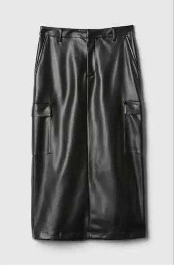 GAP 블랙 광택 있는 블랙 비건 레더 (인조 가죽) 타이트 스커트 롱