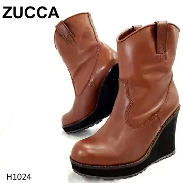 주카 통굽 숏 엔지니어 부츠 웨지솔 브라운 S