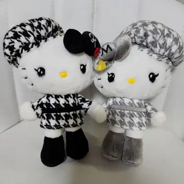 마스코트 키링 흑백 걸리시 쌍둥이 코디 하운드투스 체크 키티 미미