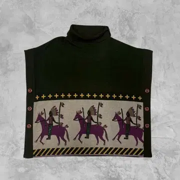 vintage Calabaza 인디언 패턴 터틀넥 판초 레어